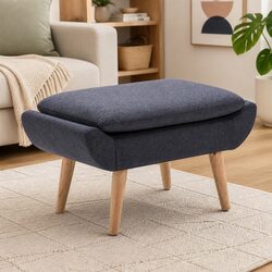 Footstool Ottoman Grey Fabric Dimensions: 73 x 43 x 42 cm