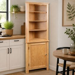 Corner Cabinet Specs: 59x36x180 cm, Brown, Wooden Design