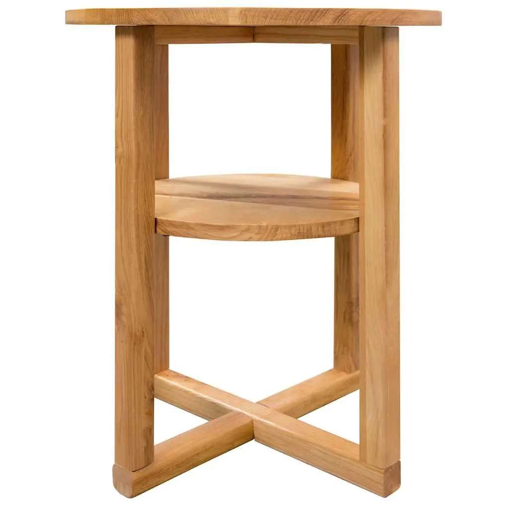 Solid Oak Wood Side Table 40x50 cm Bedside Accent End Table Shelf Brown