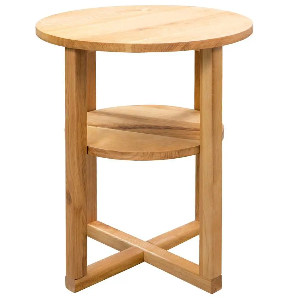 Solid Oak Wood Side Table 40x50 cm Bedside Accent End Table Shelf Brown