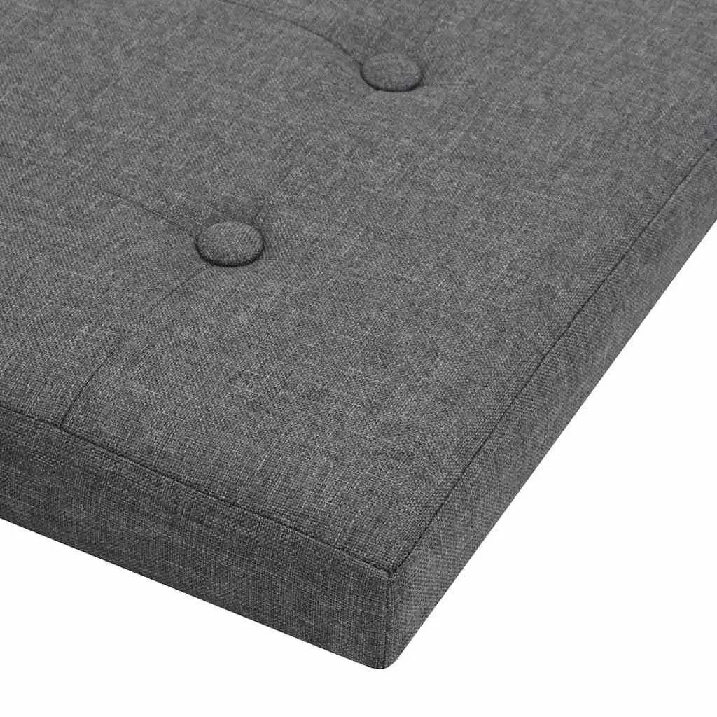 Folding Stools Set of 2 Grey Faux Linen Storage Ottoman for Home Use