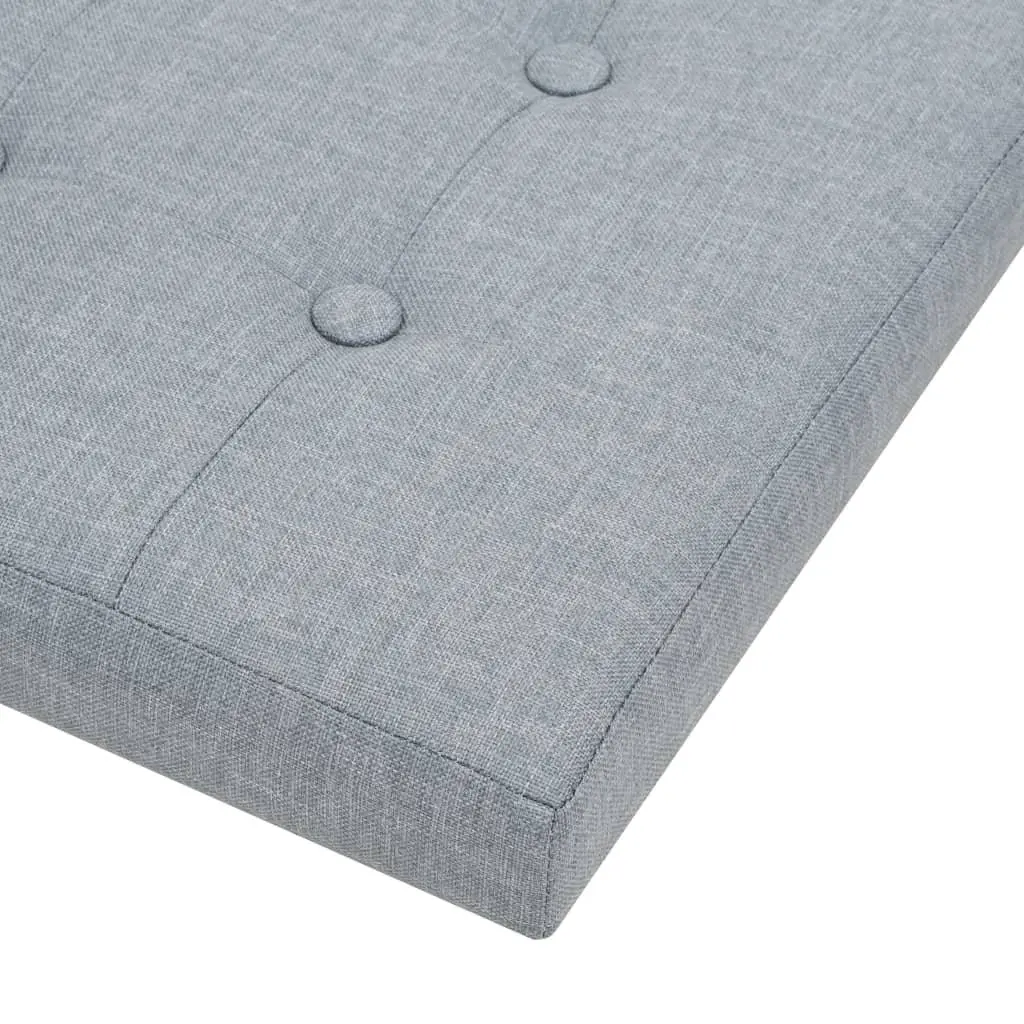 Folding Storage Stools 2 pcs Grey Faux Linen Upholstered Seat with Removable Top