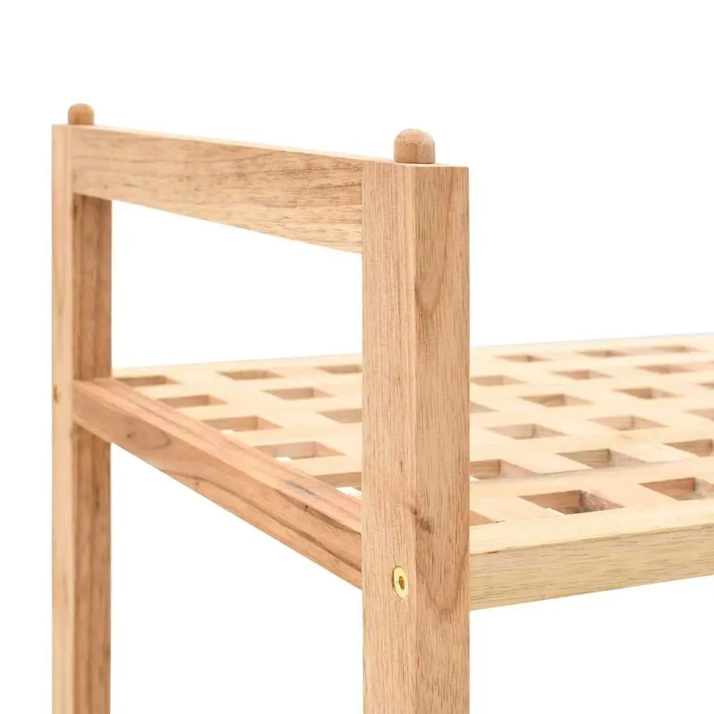 Shoe Rack 4 Shelves Walnut Wood Storage Organiser Latticed Platform Home Bedroom