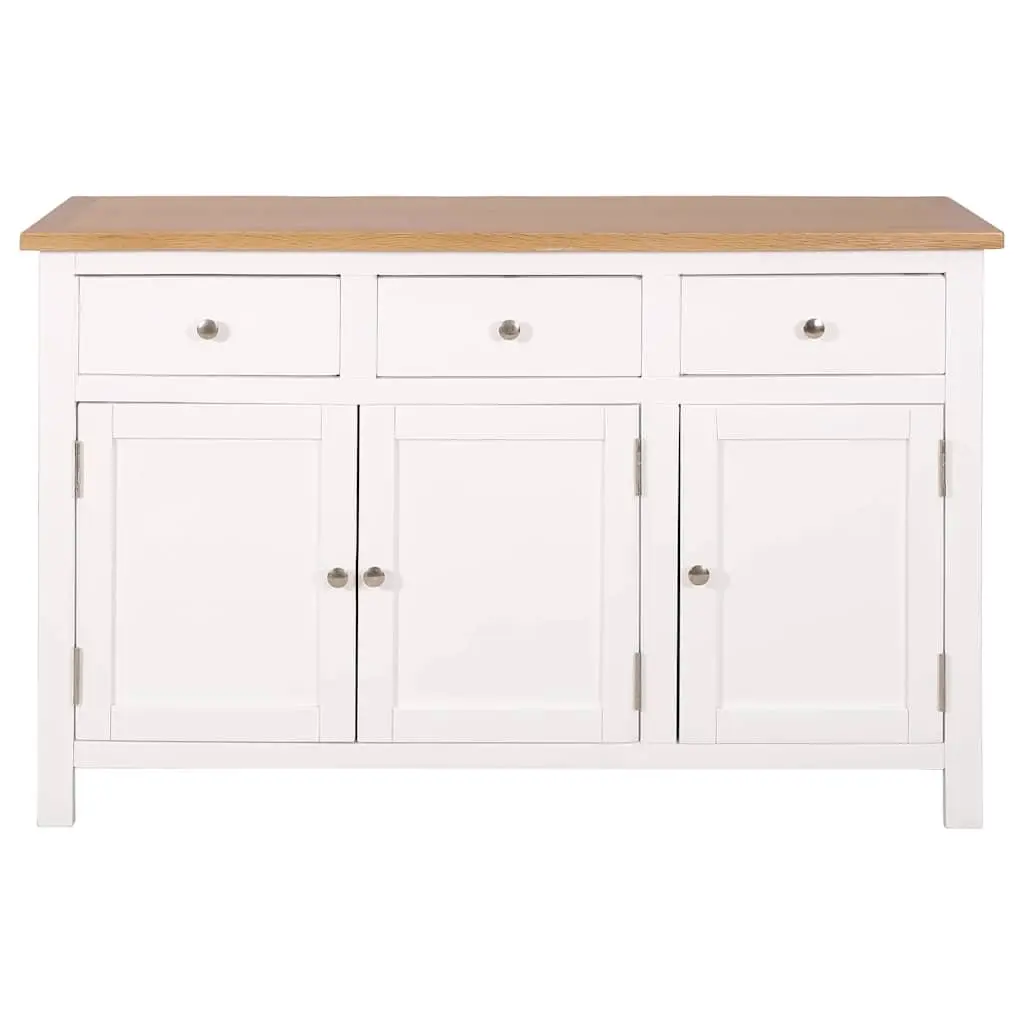 Solid Oak Wood Sideboard 110x33.5x70 cm Brown Rustic Storage Cabinet