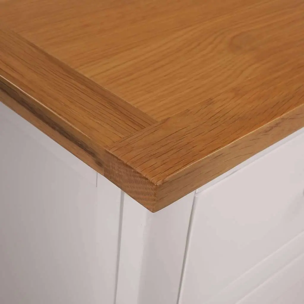 Solid Oak Wood Sideboard 110x33.5x70 cm Brown Rustic Storage Cabinet