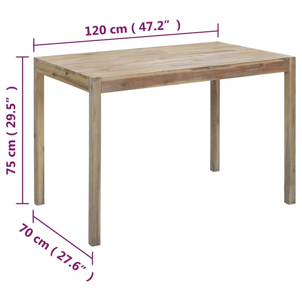 Dining Table Kitchen Room 120x70x75cm Brown Solid Acacia Wood