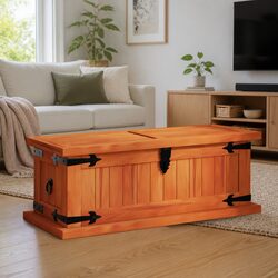 60x25x22cm Handmade Storage Chest in Brown Acacia