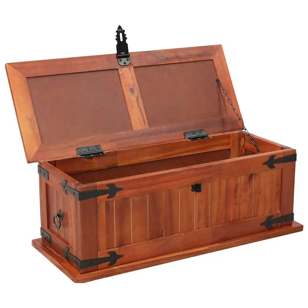 60x25x22cm Handmade Storage Chest in Brown Acacia