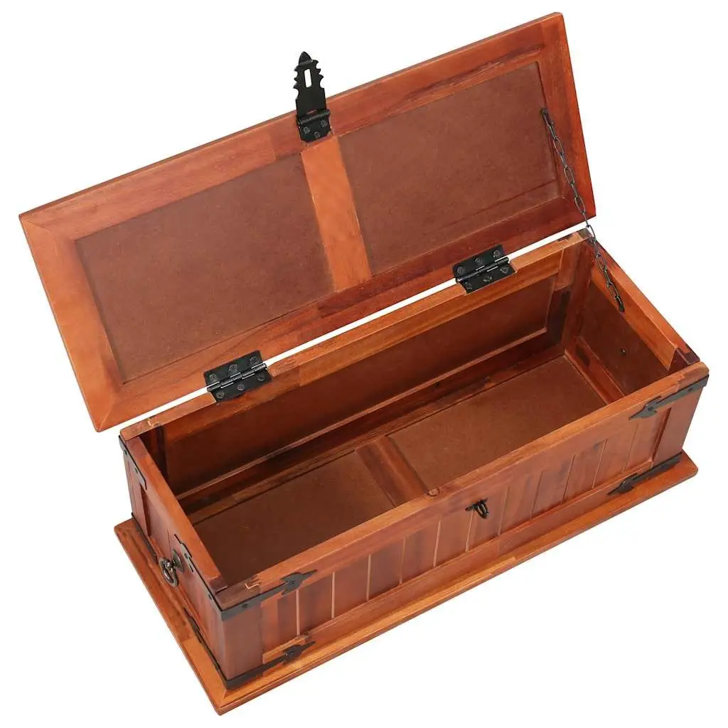 60x25x22cm Handmade Storage Chest in Brown Acacia