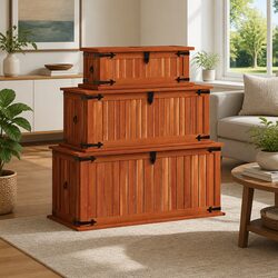 Specifications for 3 Solid Acacia Wood Storage Chests