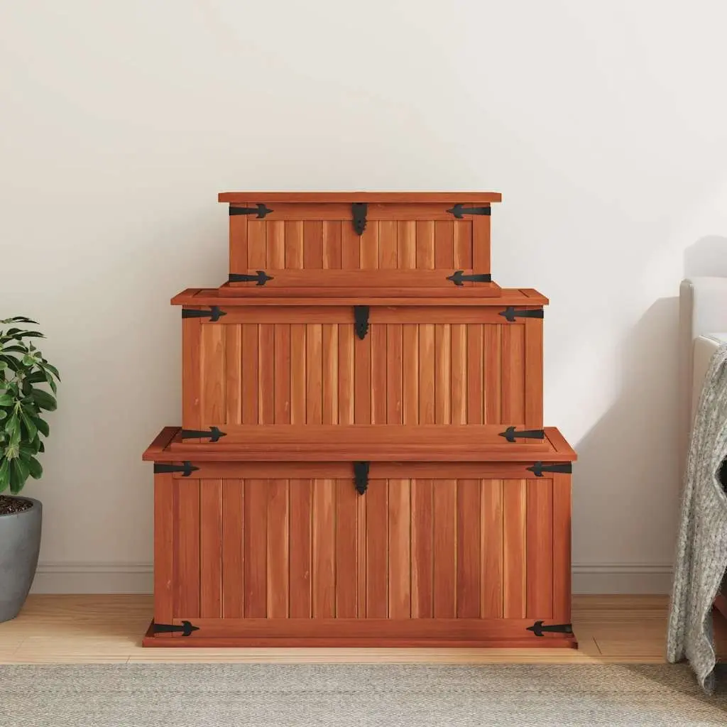 3 Solid Acacia Wood Storage Chests