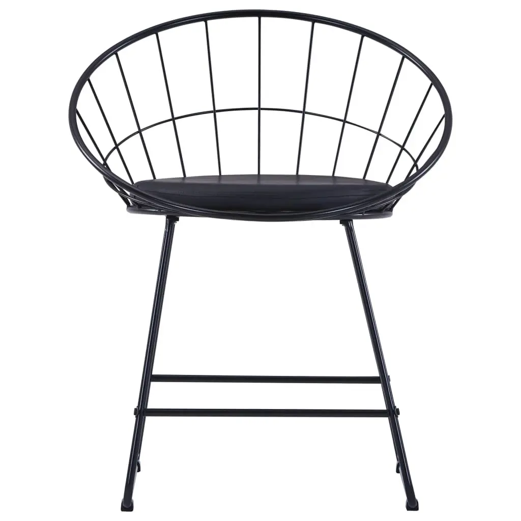 Dining Chairs Set 2 Pieces Kitchen Room Faux Leather Cushion Steel Frame