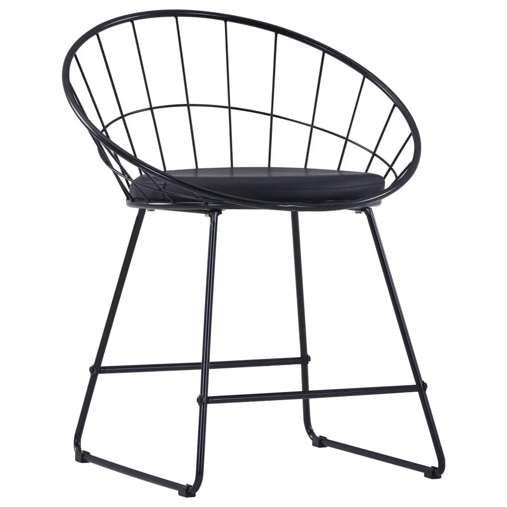 Dining Chairs Set 2 Pieces Kitchen Room Faux Leather Cushion Steel Frame