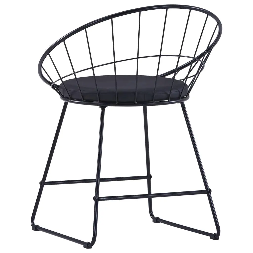 Dining Chairs Set 2 Pieces Kitchen Room Faux Leather Cushion Steel Frame