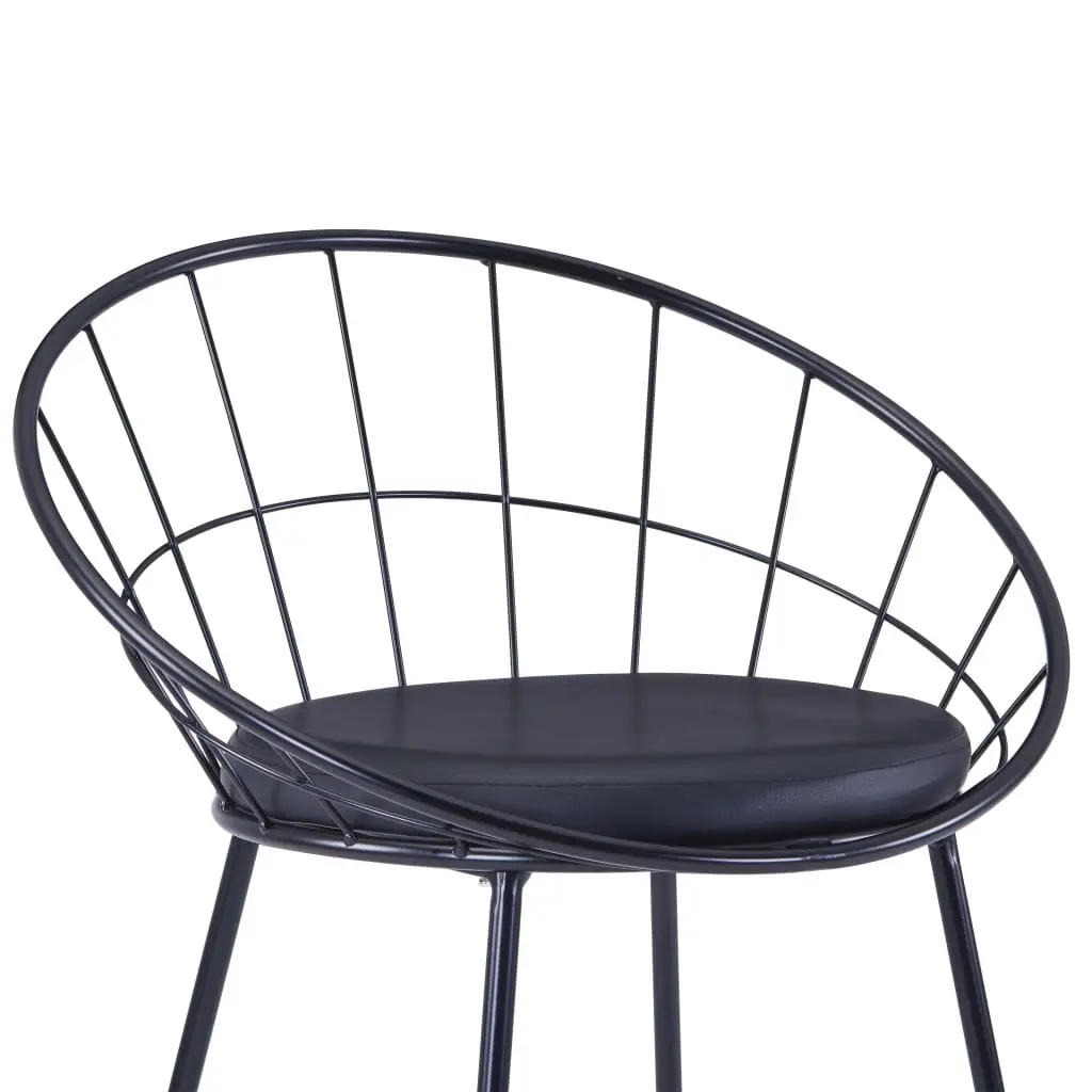 Dining Chairs Set 2 Pieces Kitchen Room Faux Leather Cushion Steel Frame