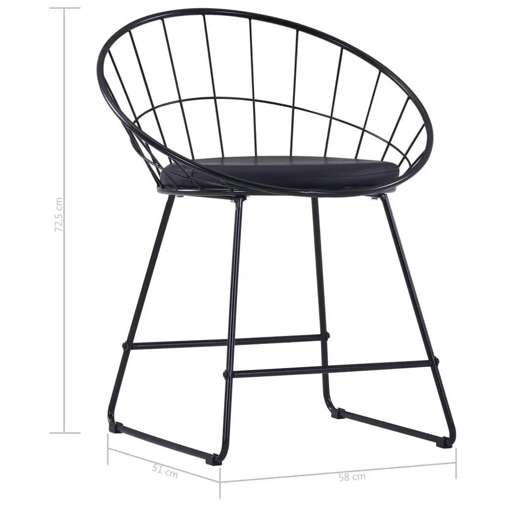 Dining Chairs Set 2 Pieces Kitchen Room Faux Leather Cushion Steel Frame