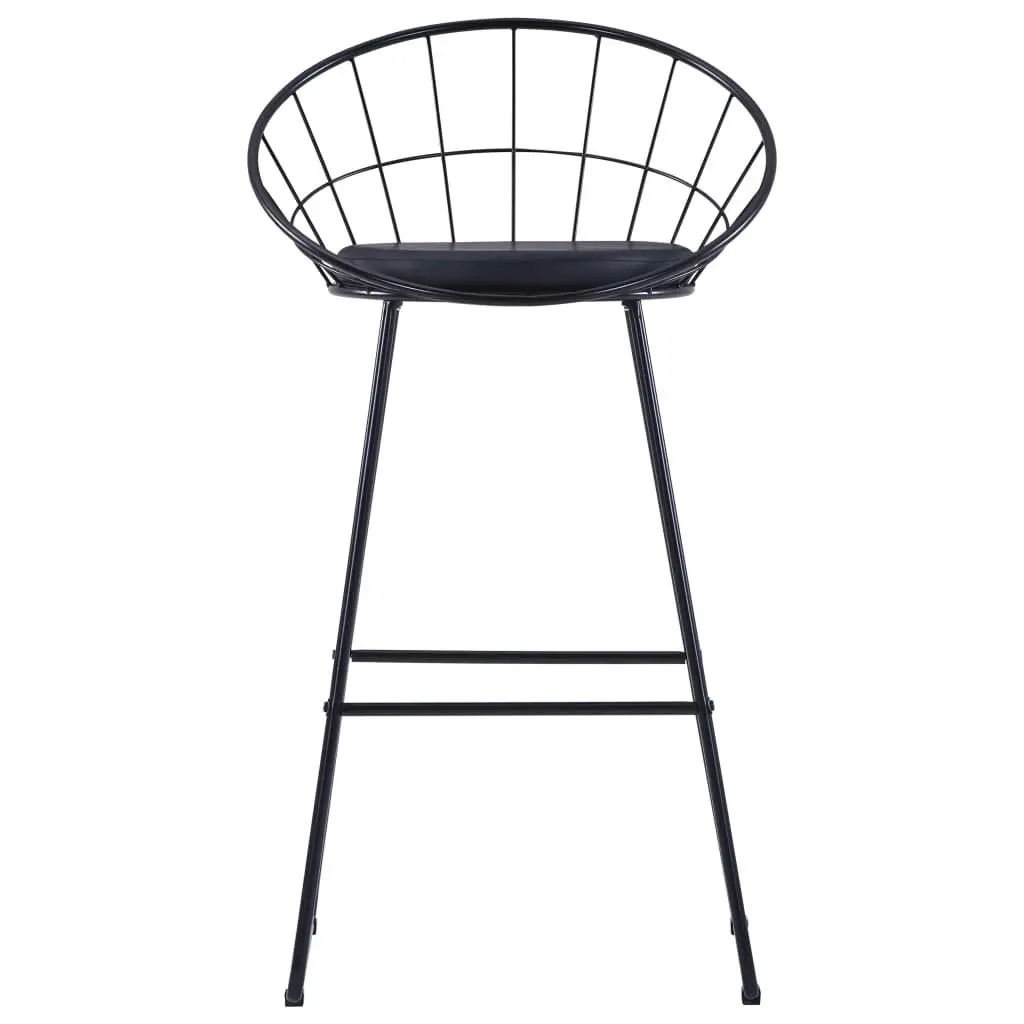 Set of 2 Cushioned Bar Stools with Steel Frame