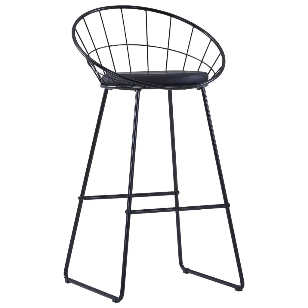 Set of 2 Cushioned Bar Stools with Steel Frame