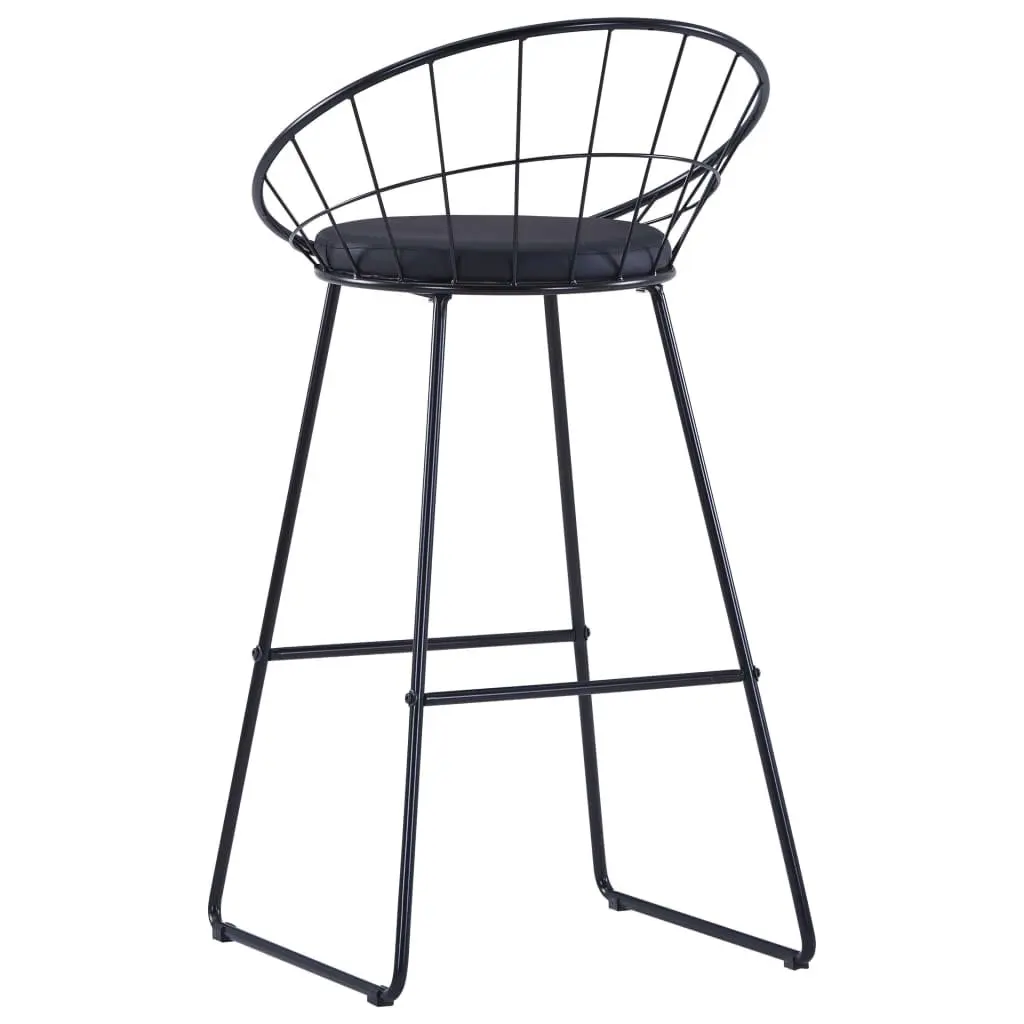 Set of 2 Cushioned Bar Stools with Steel Frame