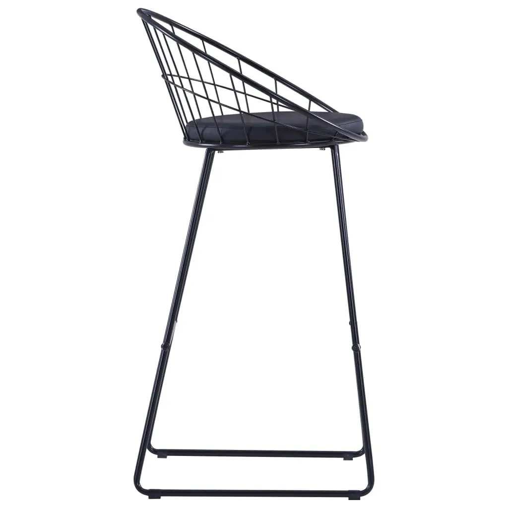 Set of 2 Cushioned Bar Stools with Steel Frame