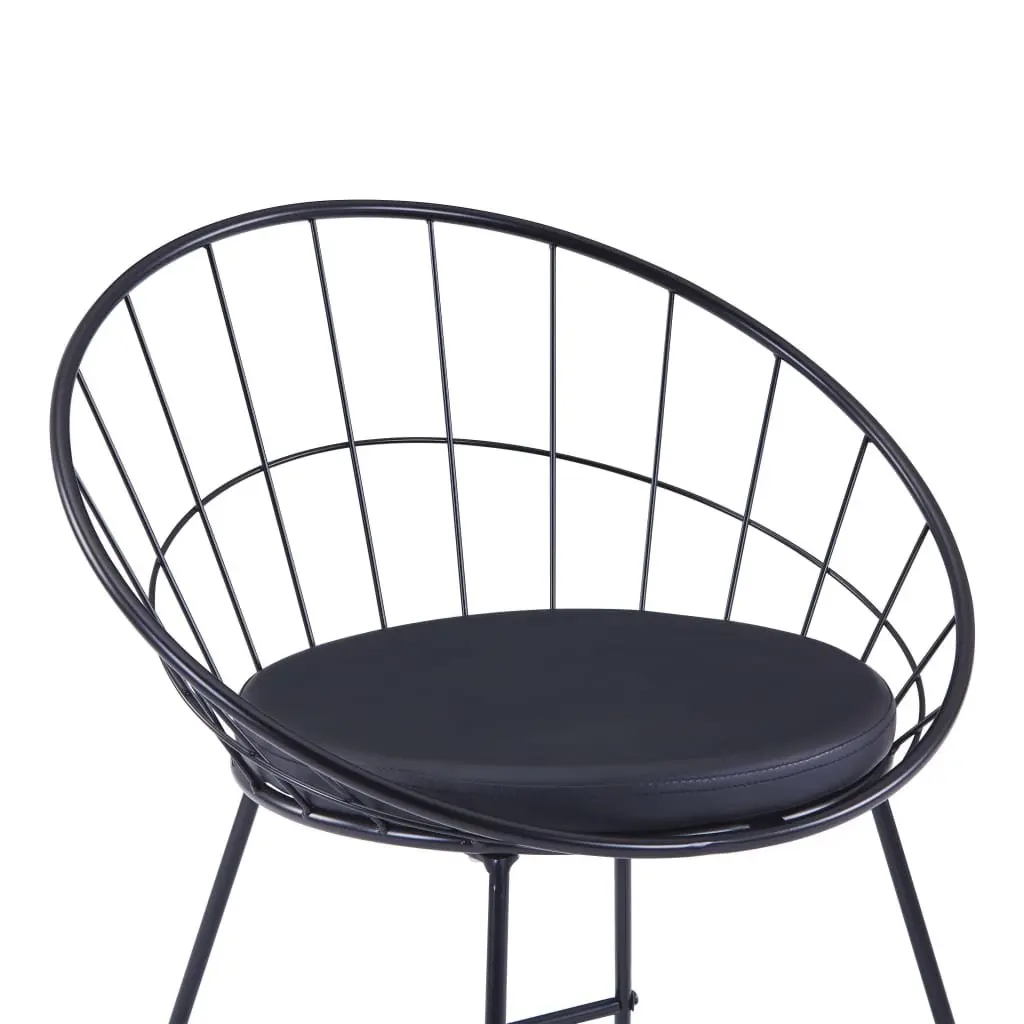 Set of 2 Cushioned Bar Stools with Steel Frame