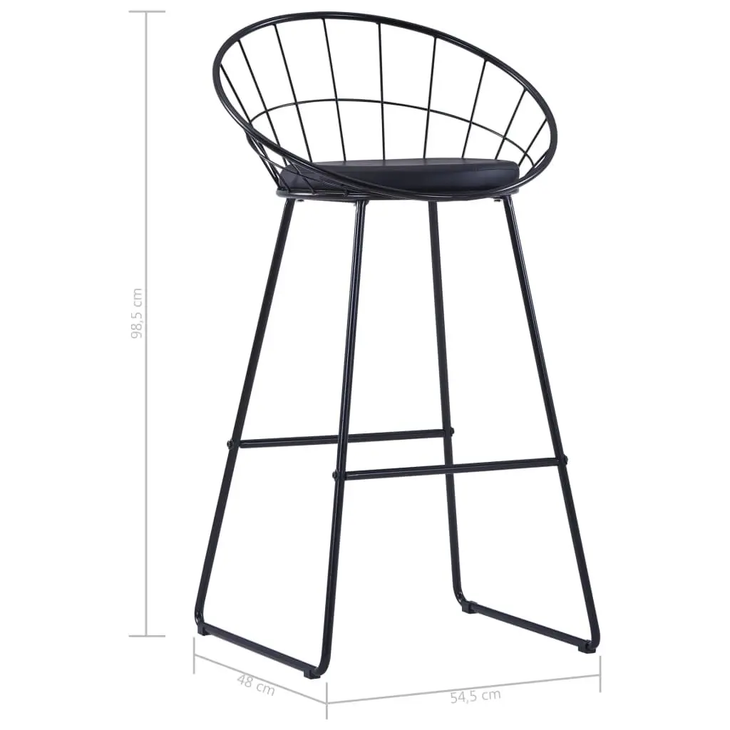 Set of 2 Cushioned Bar Stools with Steel Frame