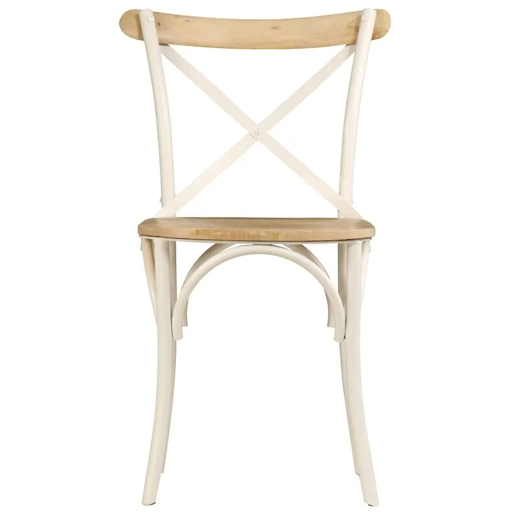 Dining Chair Set 2 Piece Kitchen Furniture White Solid Mango Wood Open Back