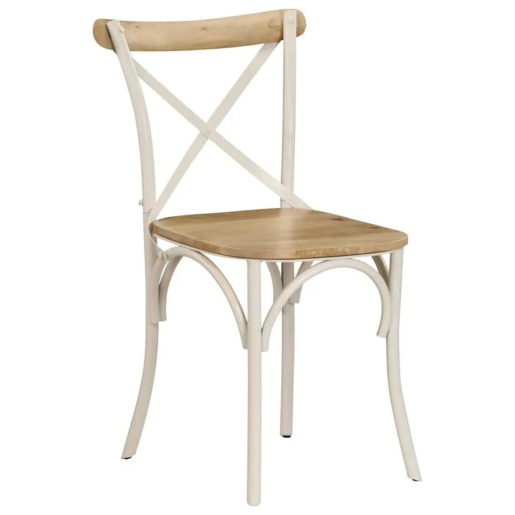 Dining Chair Set 2 Piece Kitchen Furniture White Solid Mango Wood Open Back