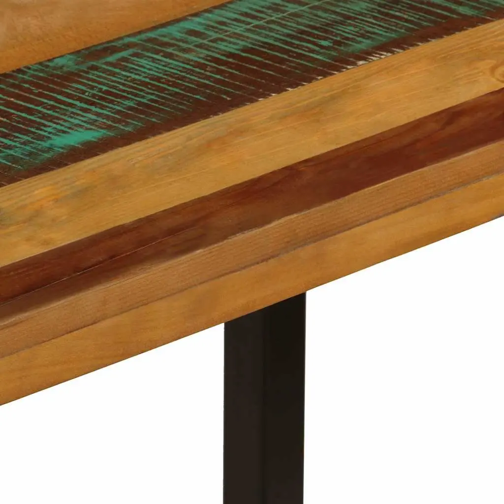 Dining Table 115x55x76 cm Solid Reclaimed Wood Steel Frame Kitchen Room