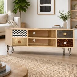 Solid Mango Wood TV Cabinet Dimensions: 120 x 30 x 40 cm