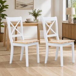 Dining Chairs Set 2 Pieces White Kitchen Room Seating Ergonomic Design Furniture