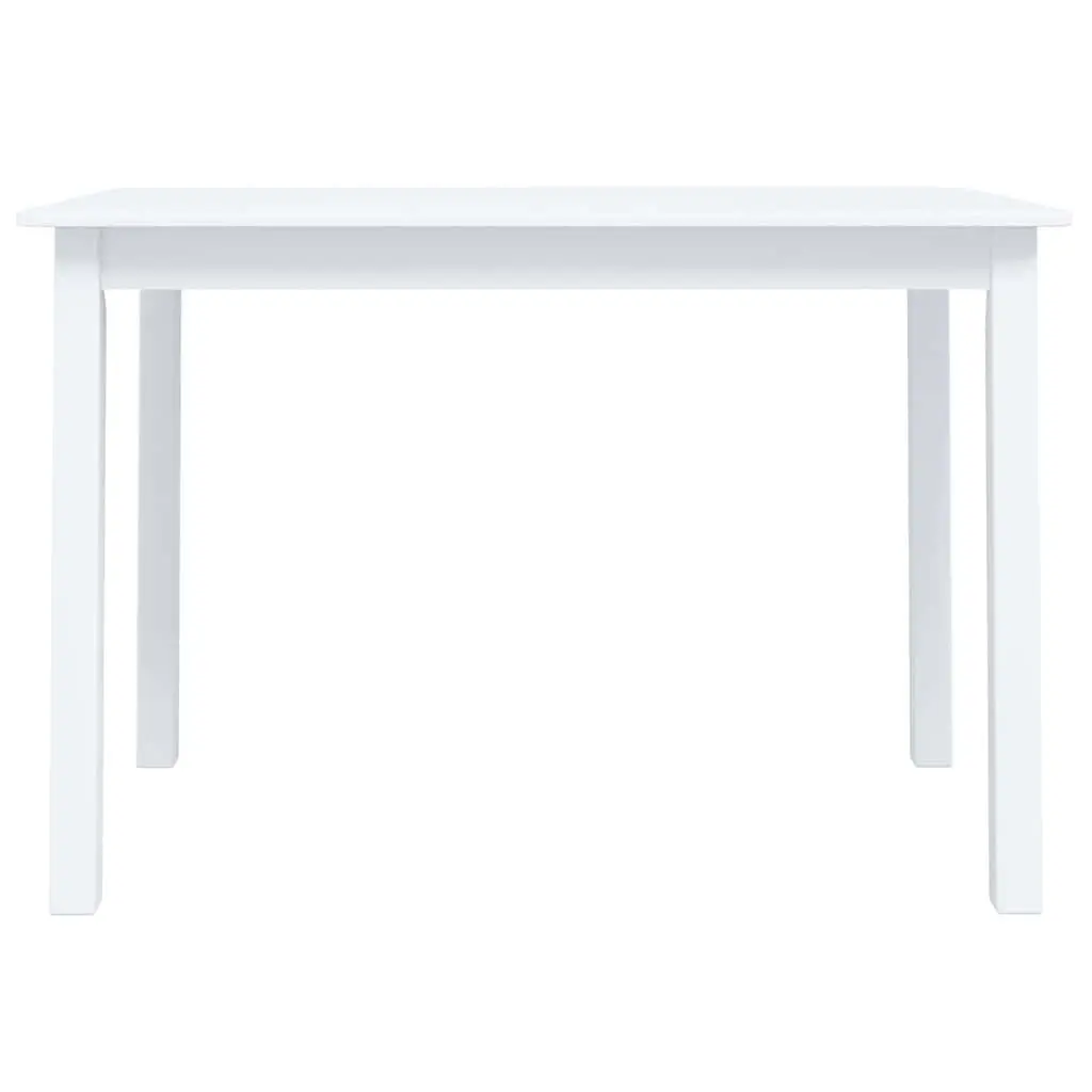 Dining Table White 114x71x75 cm Solid Rubber Wood Kitchen Furniture Easy