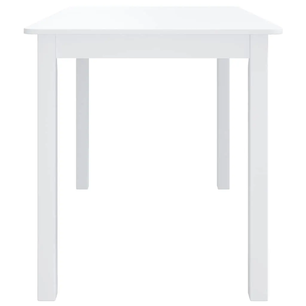 Dining Table White 114x71x75 cm Solid Rubber Wood Kitchen Furniture Easy
