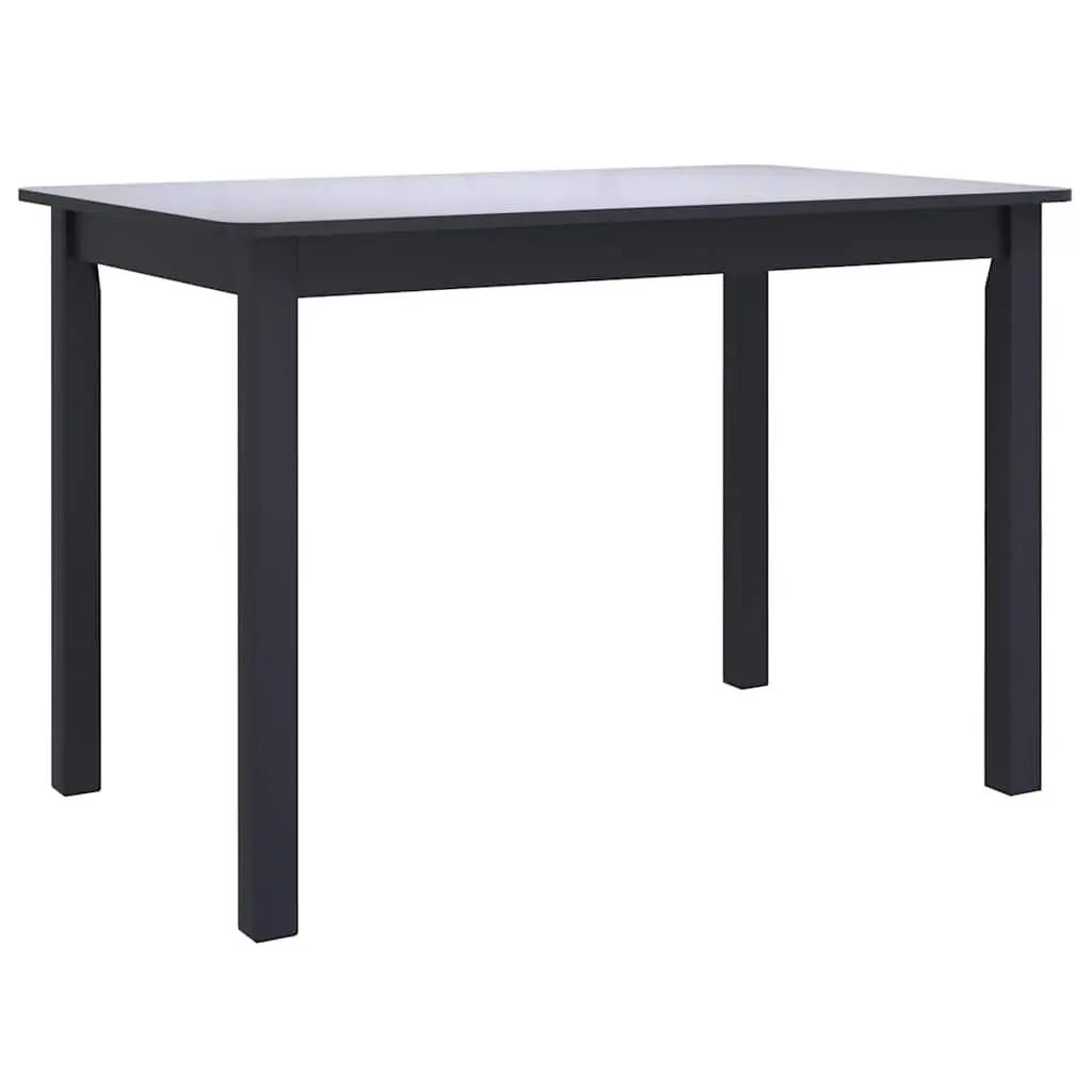 Dining Table Black Kitchen Furniture Solid Rubber Wood 114x71x75 cm