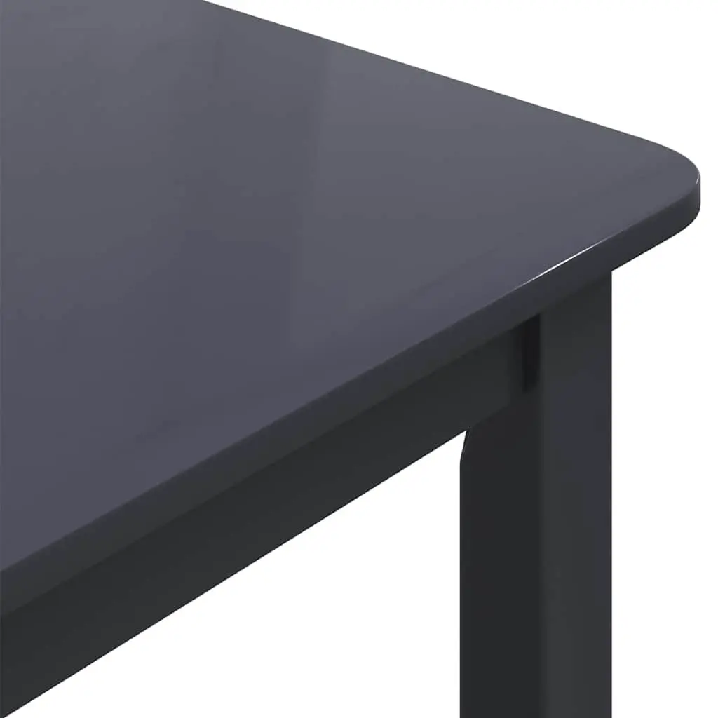 Dining Table Black Kitchen Furniture Solid Rubber Wood 114x71x75 cm