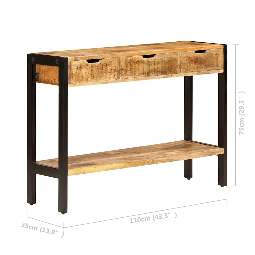 Mango Wood Sideboard 110x35x75 cm with 3 Drawers
