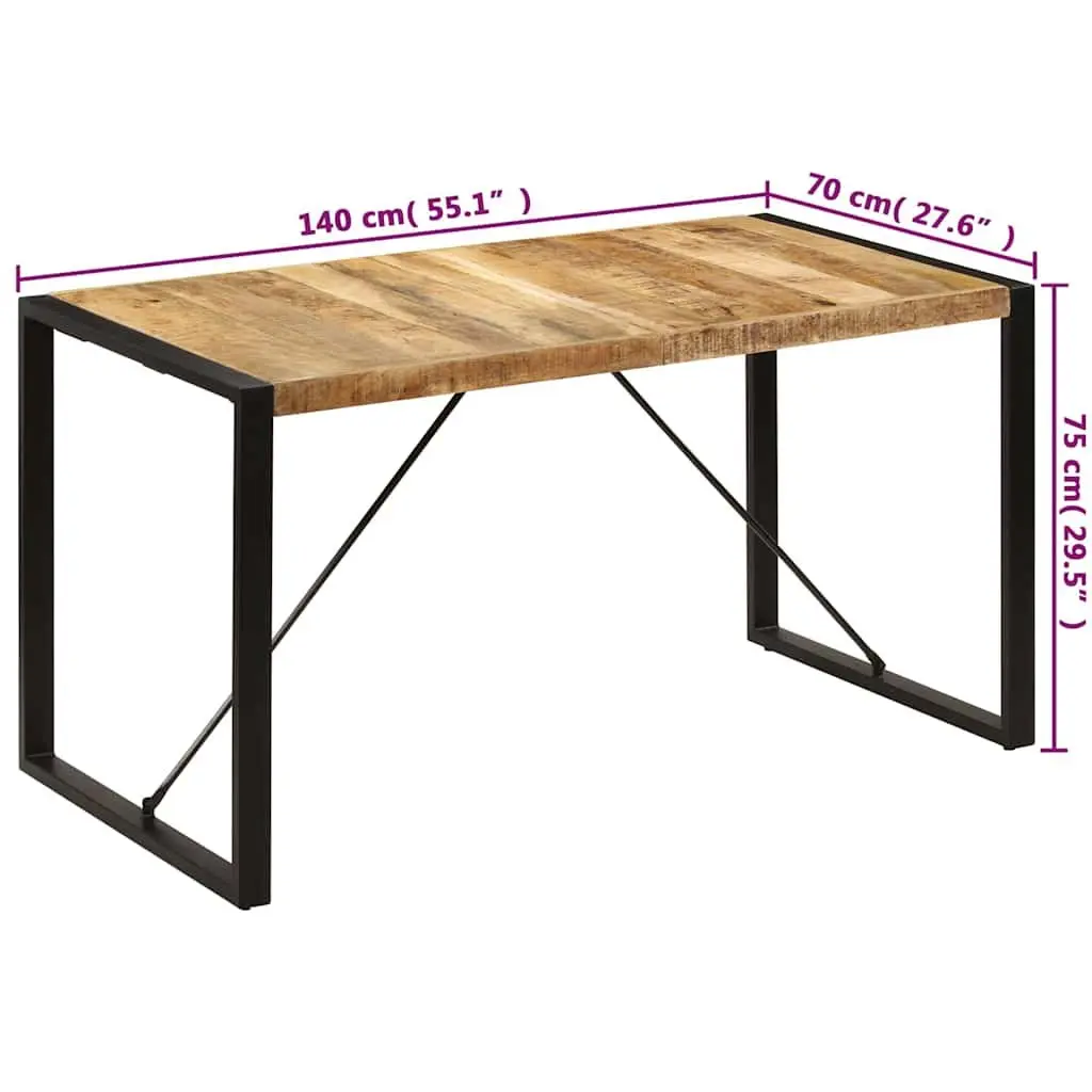 Dining Table 140x70x75cm Solid Mango Wood Industrial Kitchen Furniture Brown