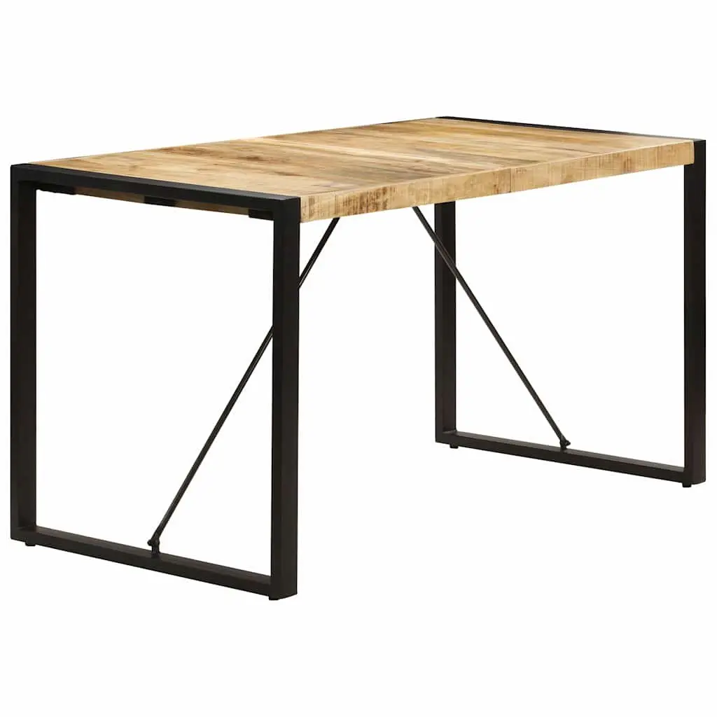 Dining Table 140x70x75cm Solid Mango Wood Industrial Kitchen Furniture Brown