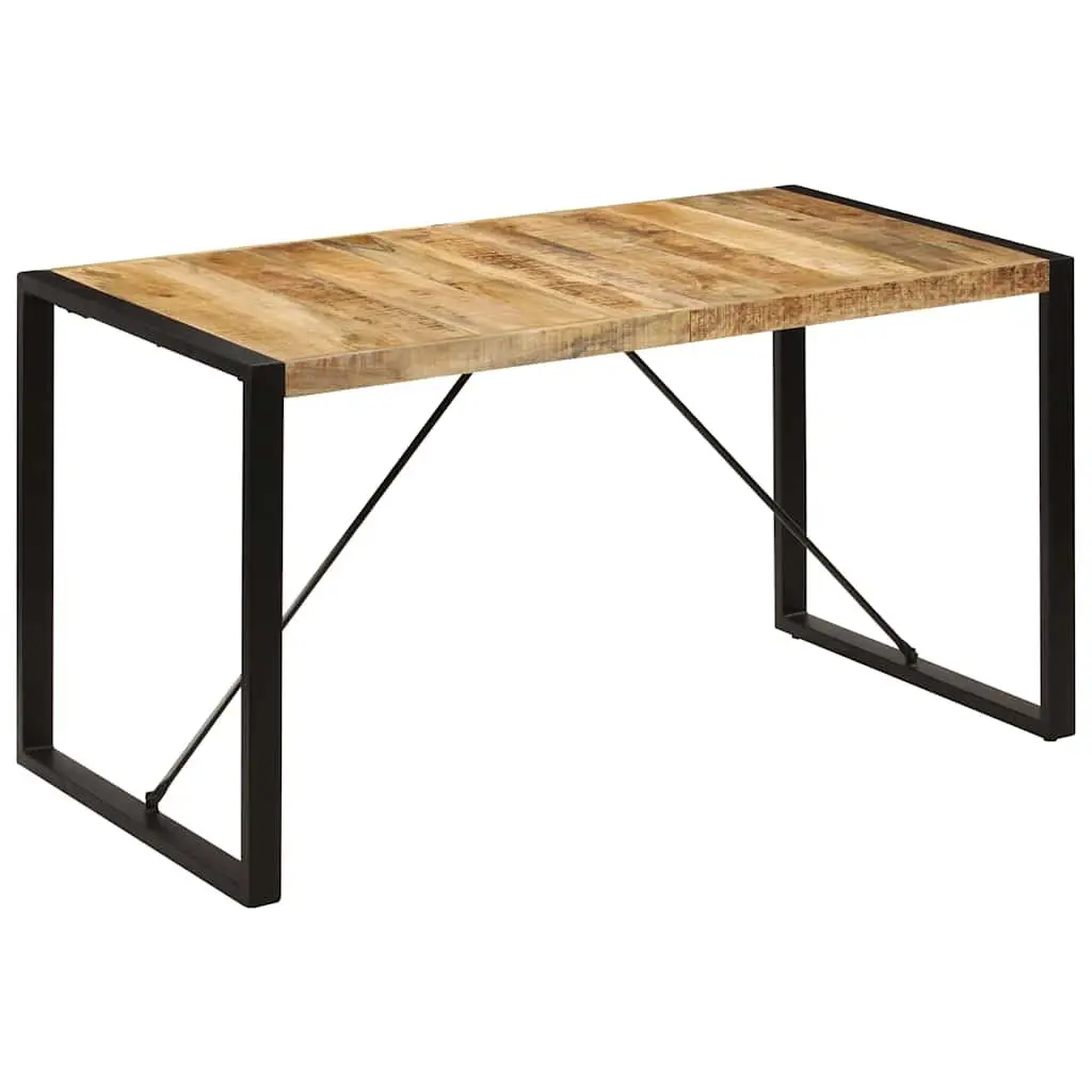 Dining Table 140x70x75cm Solid Mango Wood Industrial Kitchen Furniture Brown