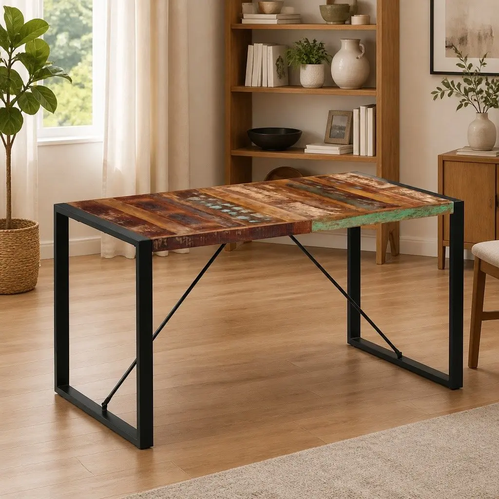 Dining Table Kitchen 140x70x75 cm Solid Reclaimed Wood Rustic