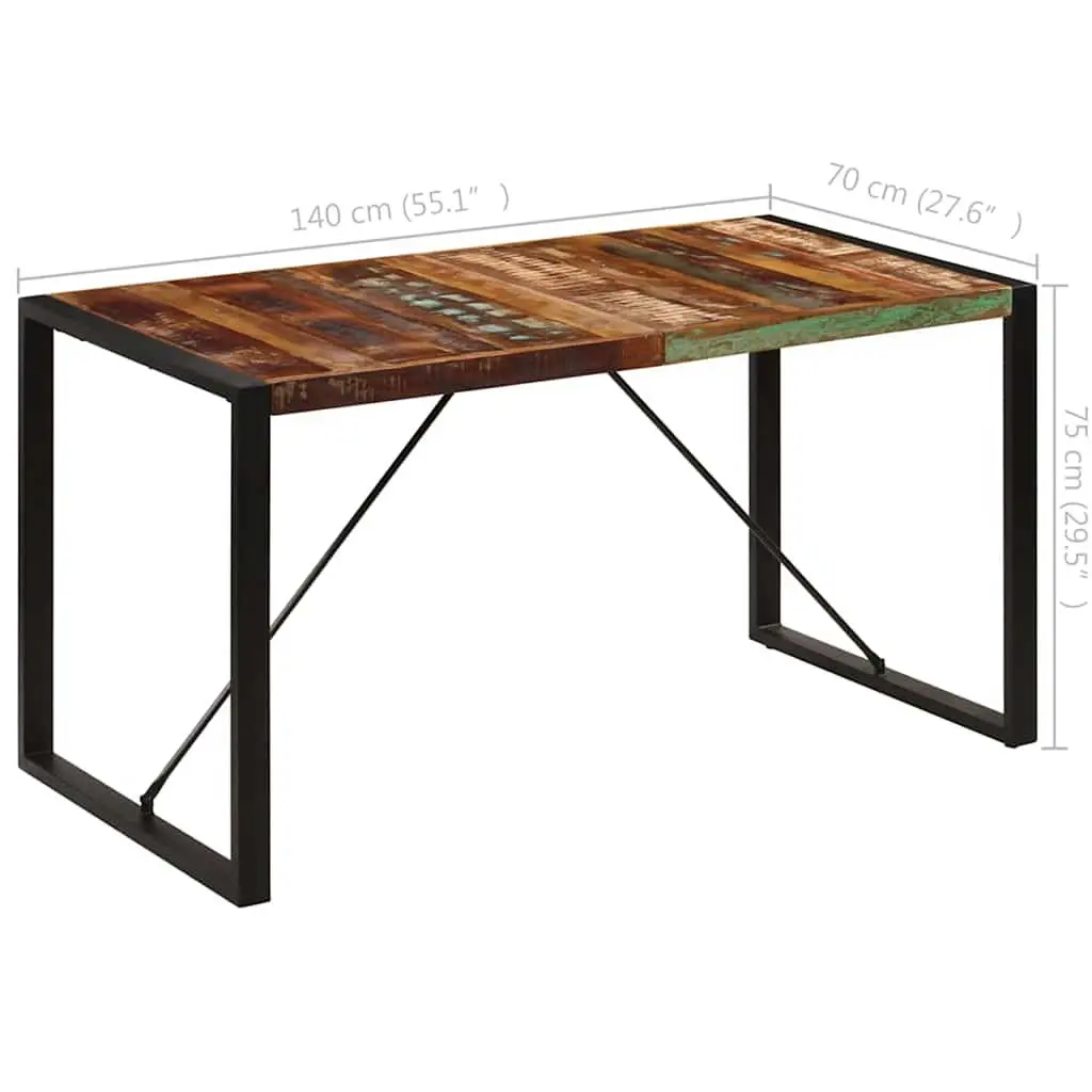 Dining Table Kitchen 140x70x75 cm Solid Reclaimed Wood Rustic