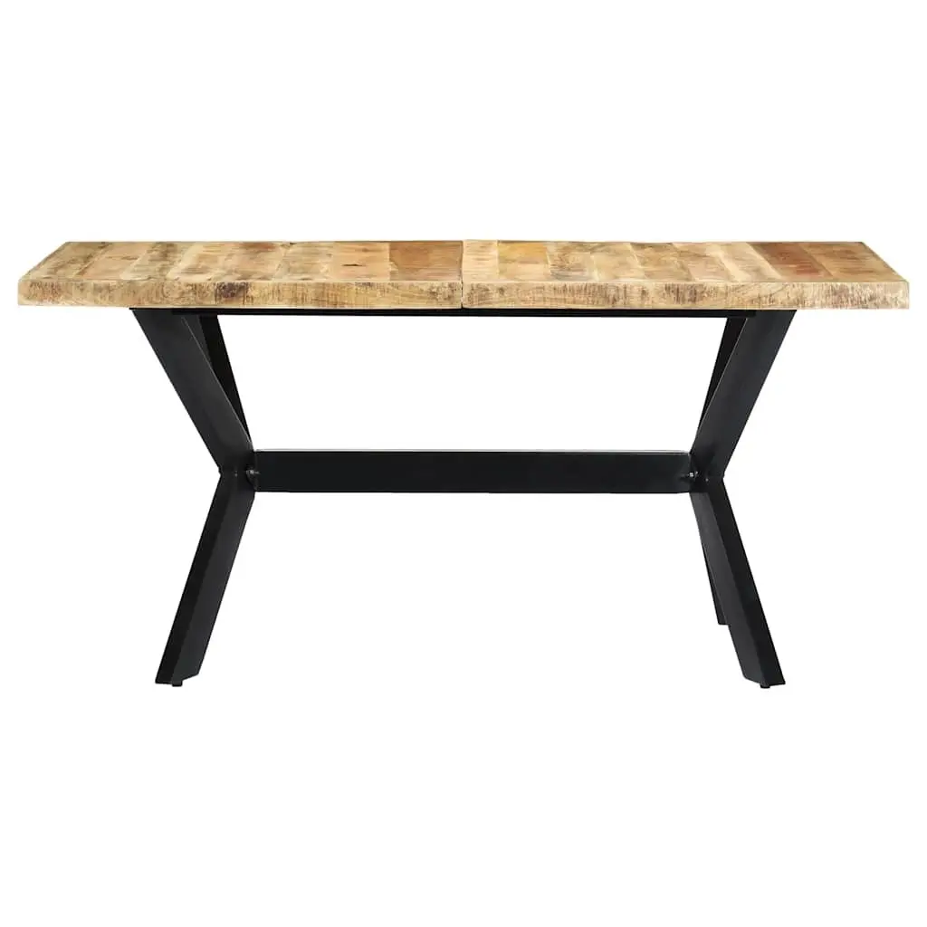 Dining Table Kitchen 160x80x75 cm Solid Rough Mango Wood Industrial Style