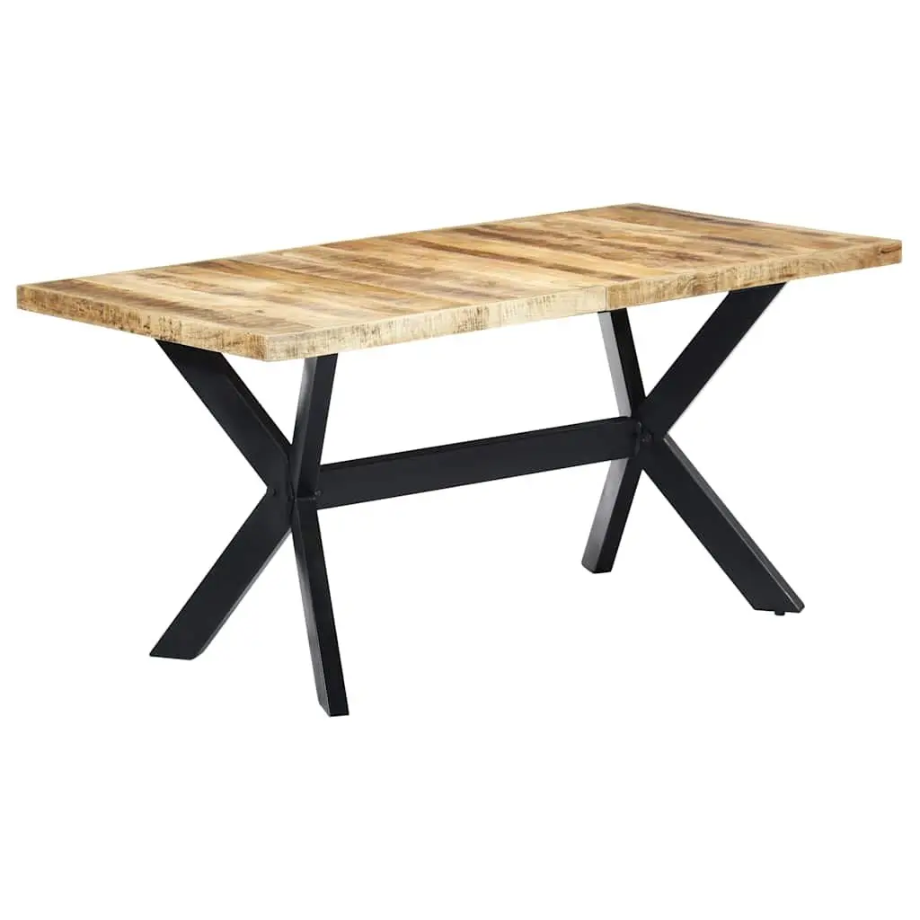 Dining Table Kitchen 160x80x75 cm Solid Rough Mango Wood Industrial Style