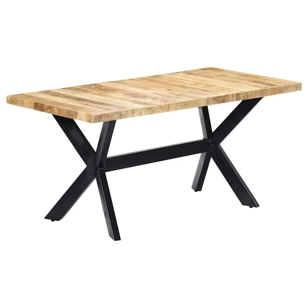 Dining Table Kitchen 160x80x75 cm Solid Rough Mango Wood Industrial Style
