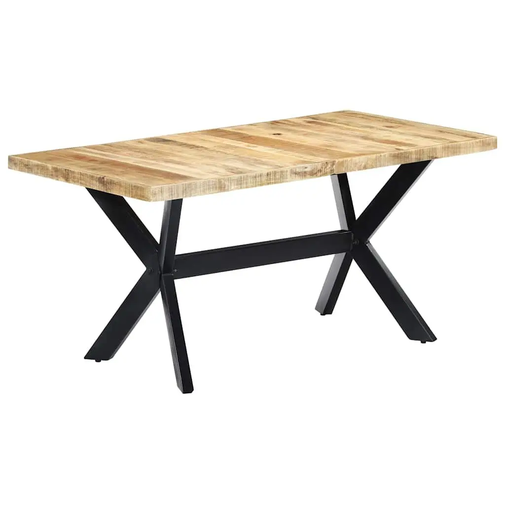 Dining Table Kitchen 160x80x75 cm Solid Rough Mango Wood Industrial Style