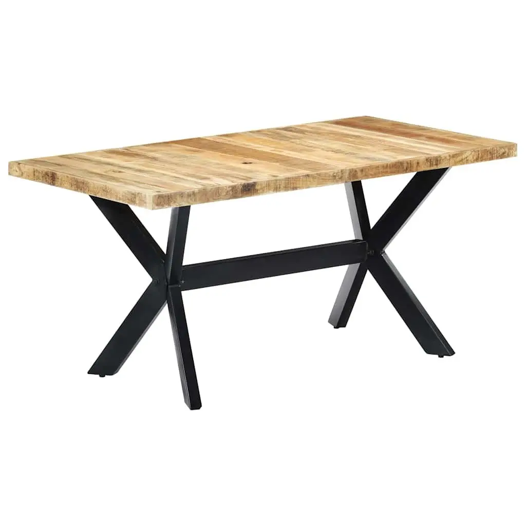 Dining Table Kitchen 160x80x75 cm Solid Rough Mango Wood Industrial Style