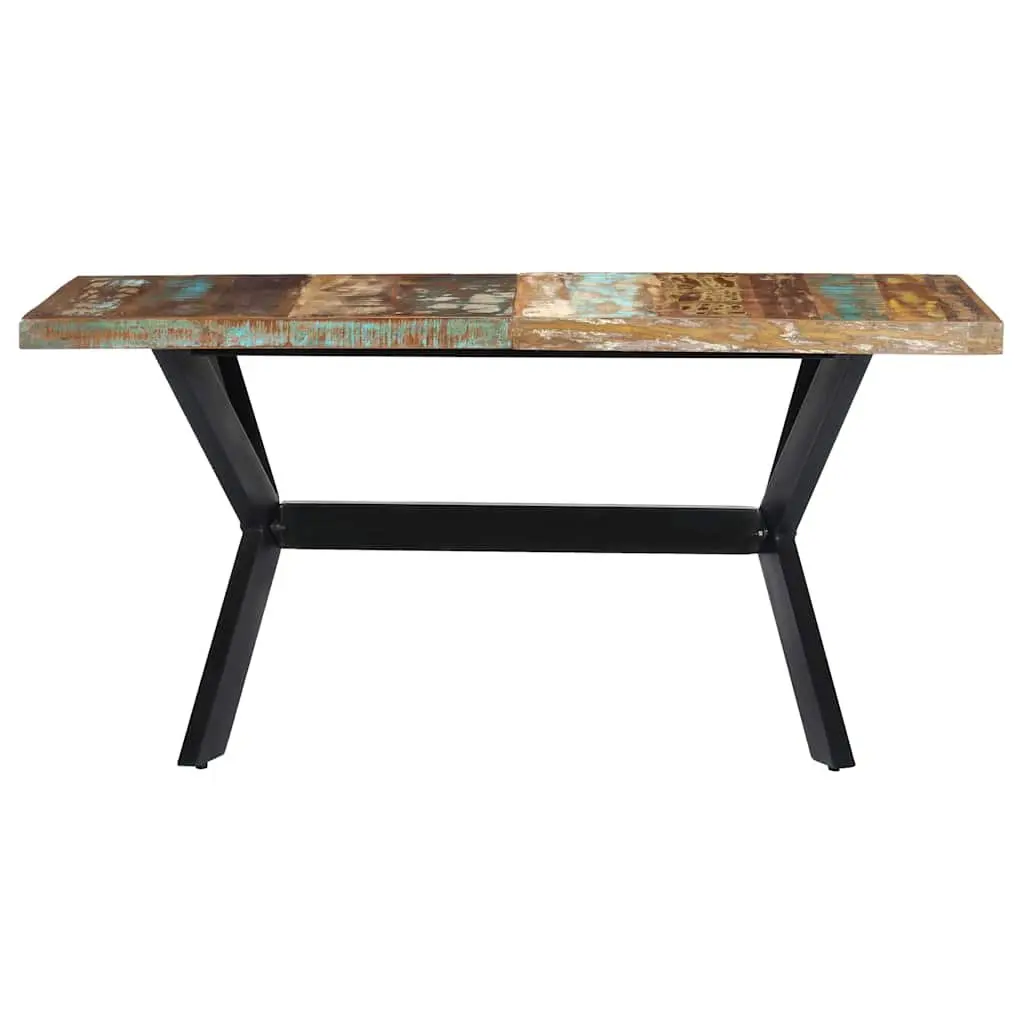 Dining Table Kitchen 140x70x75 cm Solid Reclaimed Wood Steel Frame Industrial