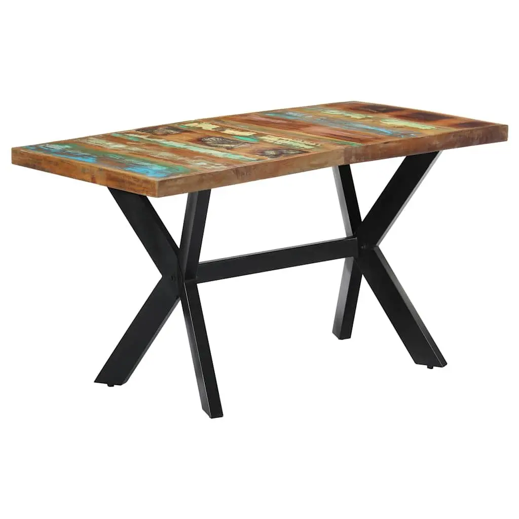 Dining Table Kitchen 140x70x75 cm Solid Reclaimed Wood Steel Frame Industrial