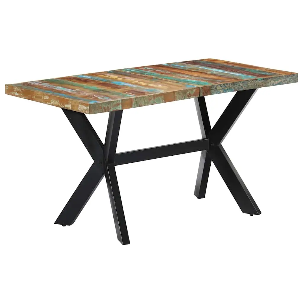 Dining Table Kitchen 140x70x75 cm Solid Reclaimed Wood Steel Frame Industrial
