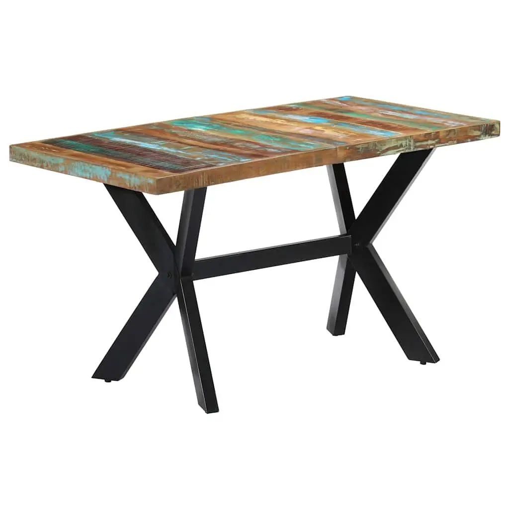 Dining Table Kitchen 140x70x75 cm Solid Reclaimed Wood Steel Frame Industrial